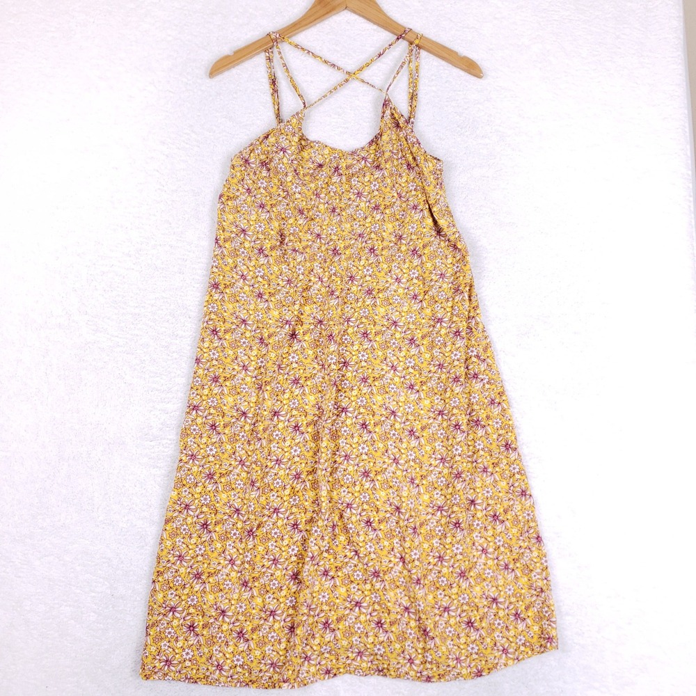 Gap Floral Slip Dress Women Medium Yellow Boho Strappy Cami Sundress Cottagecore